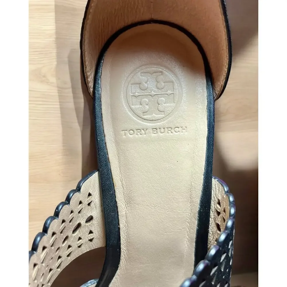 Tory Burch Perforated Gladiator 85MM Wedge Sandal Size 8.5M